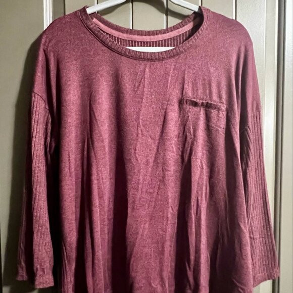 Midnight Lounge Set | XL | Burgundy Ribbed Long Sleeve Top & Pants - Picture 8 of 9
